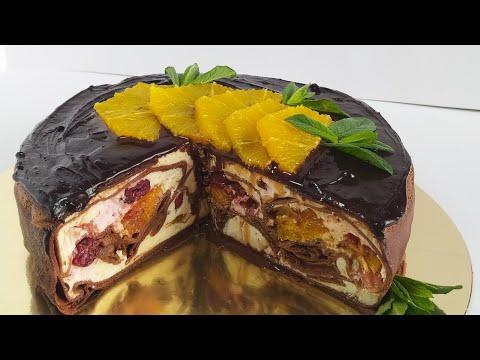 Видео: Блинный торт с сметанным творожным кремом и фруктовой начинкой