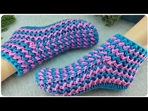 Видео: ВОСТОРГ!!!👌🙀СЛЕДКИ ДЛЯ ДОМА.💥 ТАПОЧКИ-СЛЕДКИ НА ДВУХ СПИЦАХ