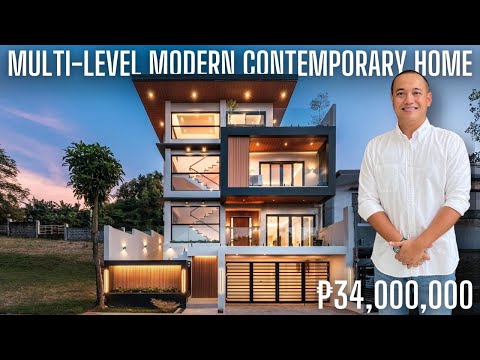 Видео: Обзор дома 300 | Многоуровневый современный дом на продажу в поселке Хавила, Тайтай-Ризал