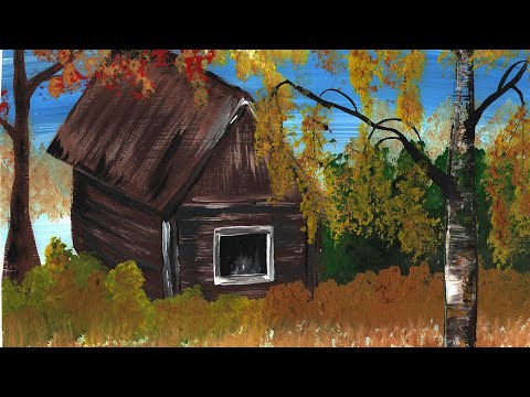 Видео: Как нарисовать пейзаж легко. Как нарисовать осенний пейзаж. Рисуем деревенский пейзаж. Осень гуашью.