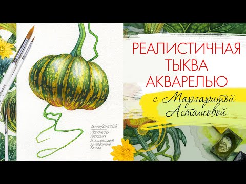 Видео: Мастер-класс: Реалистичная тыква акварелью с Маргаритой Асташовой