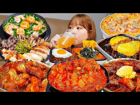 Видео: Sub)Real Mukbang- Лучшее видео 2022 года Топ-10 👩🏻‍🍳 Острая лапша, курица 🔥 ASMR KOREAND FOOD