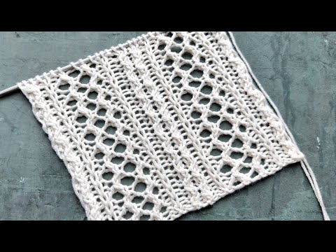 Видео: Комбинированный ажурный узор спицами 💥 Простое, но эффектное сочетание классических узоров