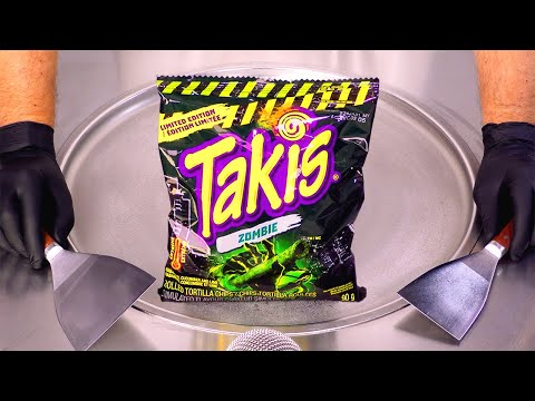 Видео: Мороженое в роллах Zombie Takis! Острое + сладкое угощение на Хэллоуин ASMR