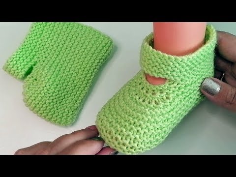 Видео: Очень простые пинетки на двух спицах. Идеально для начинающих!