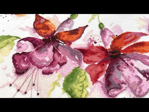 Видео: 198 Lanarte Fuchsia in watercolour готовая вышивка