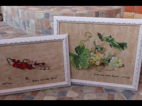 Видео: Много оформленных в багет работ. Вышивка крестом.