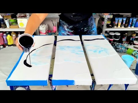 Видео: Изумительный! 3-панельная Crashing Ocean Wave почему я не попробовал это раньше - Акриловая живопись