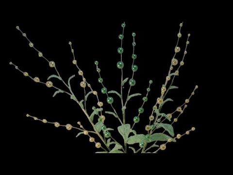 Видео: Декоративные веточки-метёлки из бусин и бисера МК от Koshka2015 -Beaded flowers, цветы из бисера, МК