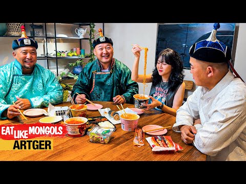 Видео: Борцы мукбанга в Корее! Огромная порция корейской еды для могучих монгольских борцов! | Ешьте как...
