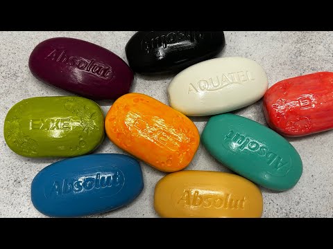 Видео: ASMR soap/ Dry soap cutting 🧡💙🖤🤍💛🩷💜💚/ Резка крашенного мыла