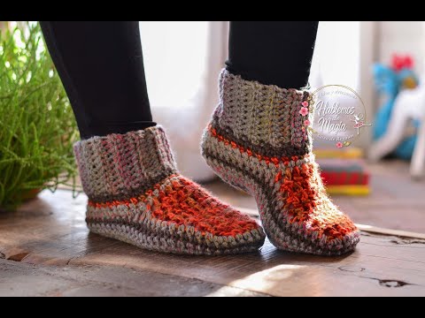 Видео: Связанные крючком тапочки шаг за шагом