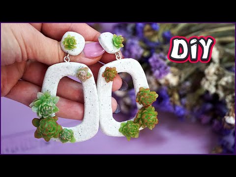 Видео: DIY 👍🏻 Модные серьги с суккулентами /  Fashionable earrings made of polymer clay / Полимерная глина