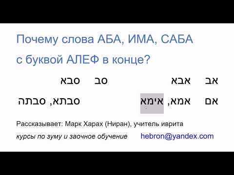 Видео: 1921. Почему в иврите слова АБА, ИМА, САБА с буквой АЛЕФ в конце?