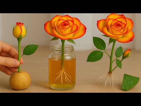 Видео: Не выбрасывайте картофельные очистки! Ветка розы неожиданно укоренилась на 999% всего за одну ночь!