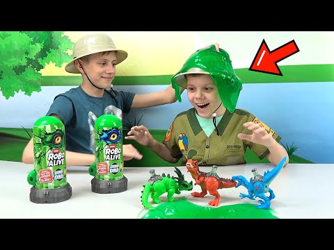 Видео: СМОТРИ мы нашли ДНК ДИНОЗАВРОВ В СЛАЙМЕ! Динозавры для детей Pets & Robo Alive Dino DNA