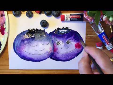 Видео: ГОЛУБИКА. Рисуем акварелью легко.