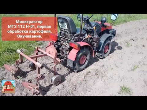 Видео: Минитрактор МТЗ  112 Н -01, первая обработка картофеля. Окучивание. # мтз #минитрактор #техника