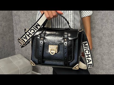 Видео: Распаковка сумки MICHAEL KORS Manhattan Medium Patent Satchel (black)