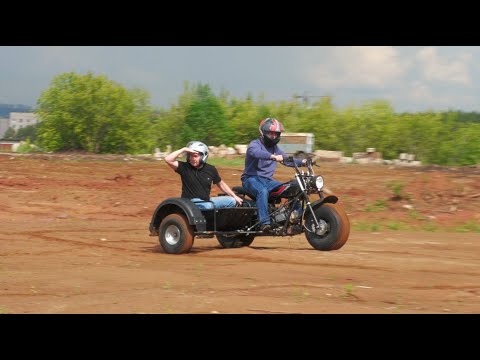 Видео: Мотоцикл СКАУТ-11 (Ижтехмаш) с боковым грузовым прицепом. Покатушки, обзор.