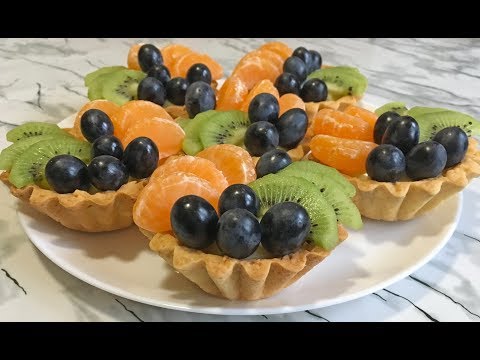 Видео: Песочные Корзинки с Кремом и Фруктами Очень Вкусно Обязательно Попробуйте!!! / Cream Baskets