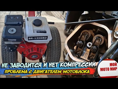 Видео: Заглох и нет компрессии! В чём причина неисправности ? Мотоблок Brait 135 с двигателем 9 л.с.