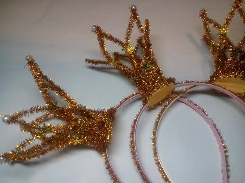 Видео: Корона на ободке из синельной проволоки. Новогодняя корона.