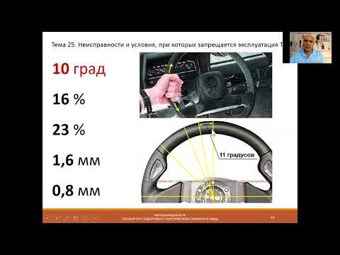 Видео: Тема 25. Неисправности и условия, при которых запрещается эксплуатация транспортных средств.