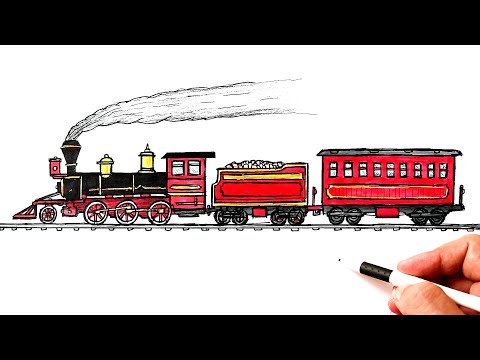 Видео: Как нарисовать Паровоз