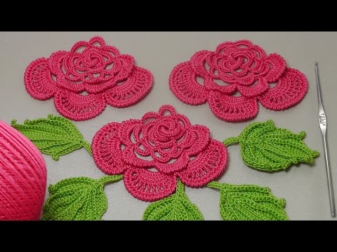 Видео: Вязание РОЗЫ для ирландского кружева. Вязание на бурдоне. Rose Crochet