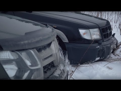 Видео: Дастеры против Субару в снежных полях.