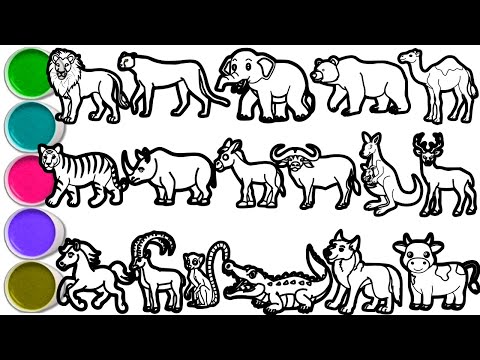 Видео: Нарисуйте 17 удивительных животных всего за несколько минут! Лев, гепард, слон, медведь, верблюд,...