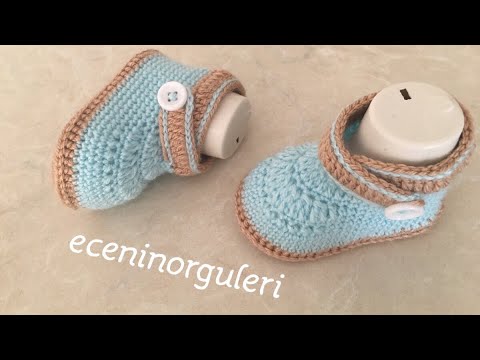 Видео: Простое вязание крючком туфелек для девочки и мальчика / 3 месяца