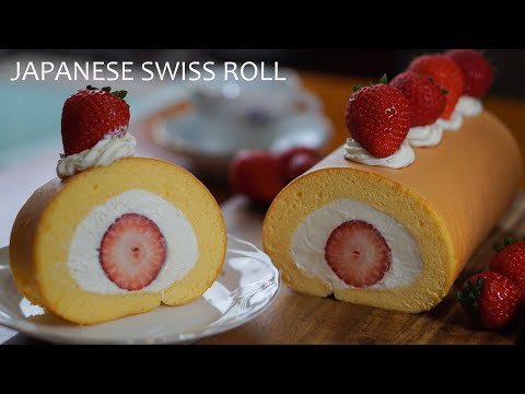 Видео: Мягкий рулет / Рецепт клубничного швейцарского рулета