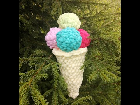 Видео: Подушка Игрушка "Мороженое" из ализе пуффи