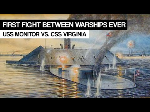 Видео: Конец деревянных военных кораблей: битва между USS Monitor и CSS Virginia