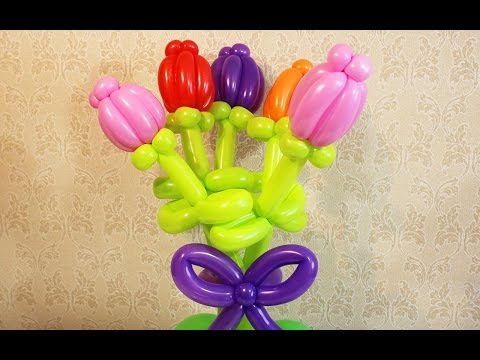 Видео: Тюльпан из воздушных шаров шдм Как сделать Аэродизайн цветы flower from a balloon Tulip