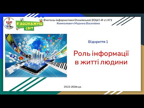 Видео: Інформатика 3 клас НУШ.   Роль інформації в житті людини