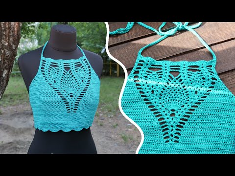 Видео: Кроп - топ крючком с ананасами 🧷 Crochet top