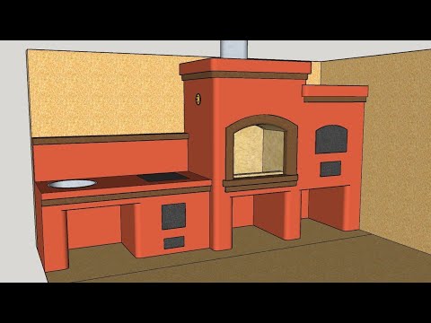 Видео: Печной комплекс с электрическим вертелом, печь под казан, мангал, мини русскакя печь