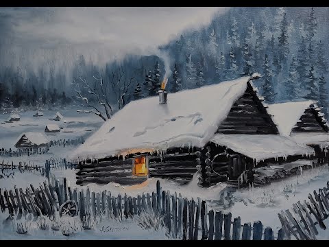 Видео: 🔝 ХуДоЖнИкИ | Монохромная картина маслом | Зимняя деревня | Художник Александр Григорьев