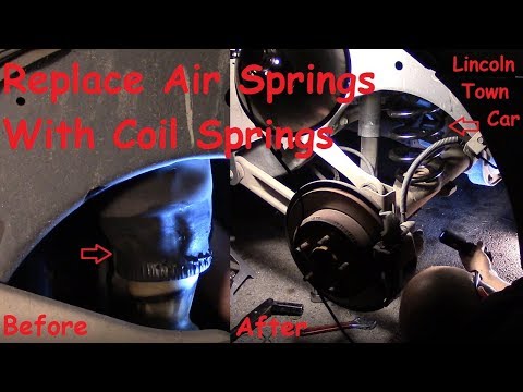 Видео: Как отремонтировать заднюю подвеску на Lincoln Town Car (замена пневматической пружины на винтовую)