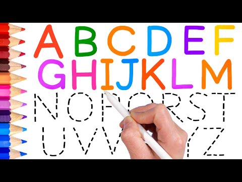Видео: Изучите алфавит пунктирных линий для детей | Словарная карточка - Простой цвет