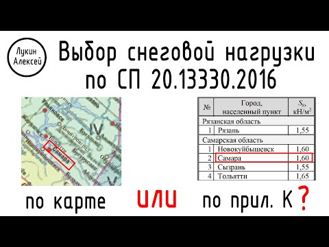 Видео: Выбор снеговой нагрузки по СП20 по карте или по таблице для населенных пунктов / Рабочий процесс