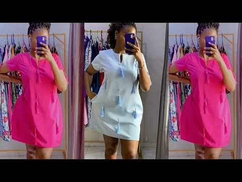 Видео: Как раскроить и сшить это короткое платье-футляр/платье Бубу с V-образным вырезом, кисточками и к...