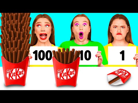 Видео: 100 Слоев Еды Челлендж | Кухонные Лайфхаки и Рецепты от BaRaDa Gold Challenge