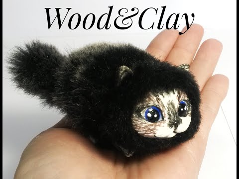 Видео: Кот из полимерной глины. Мастер-класс. Смешанная техника.Tutorial. Cat from polymer clay. Часть1.