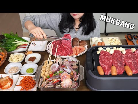 Видео: MUKBANG :) Вечеринка с говядиной в кругу семьи | Десерты сладкие Клубника и мандарин.