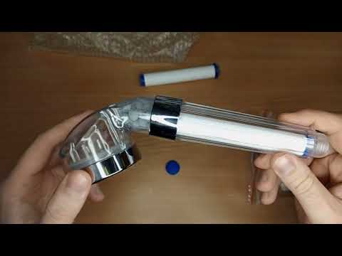 Видео: Лійка фільтр для душу зі змінними картриджами фільтрами