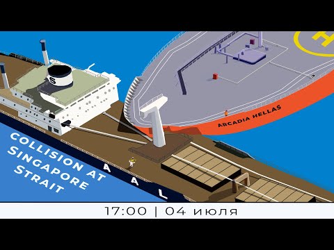Видео: Разбор аварийной ситуации "COLLISION BETWEEN BULK CARRIER AND CONTAINERSHIP AT SINGAPORE STRAIT"